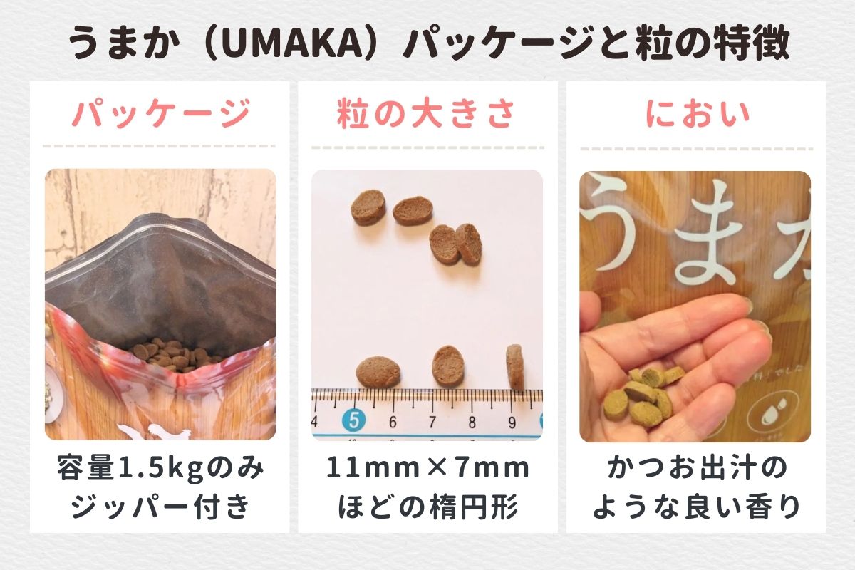 うまか（UMAKA） パッケージと粒の大きさ・においのレビュー画像