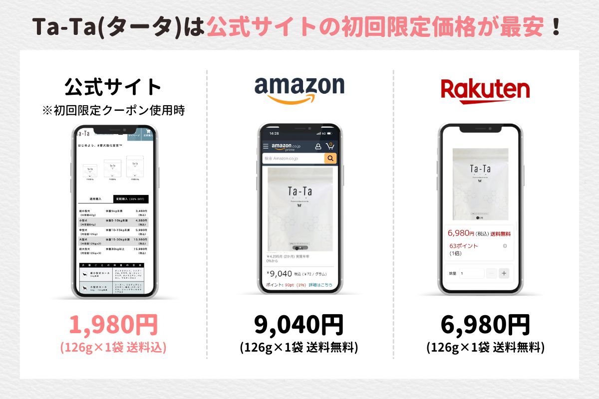 Ta-Ta(タータ)公式サイト経由の購入が限定価格で最安値。