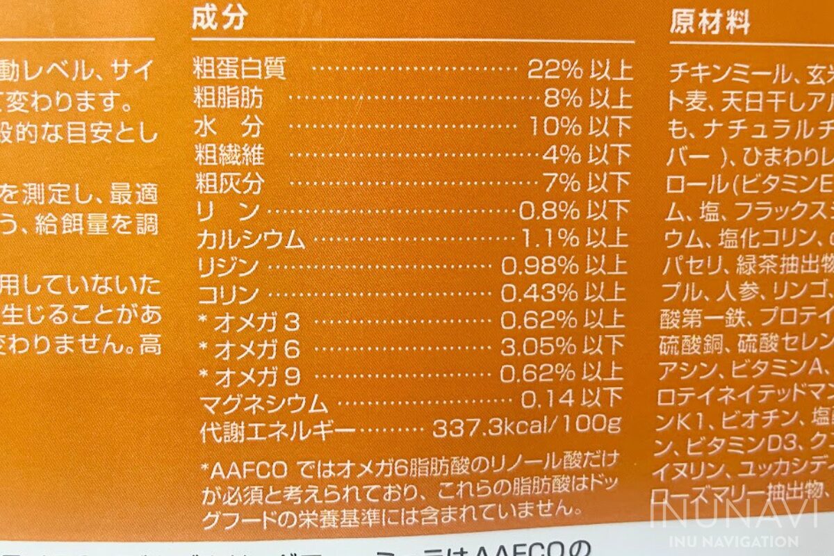 ハーロウブレンドドッグフード 成分値